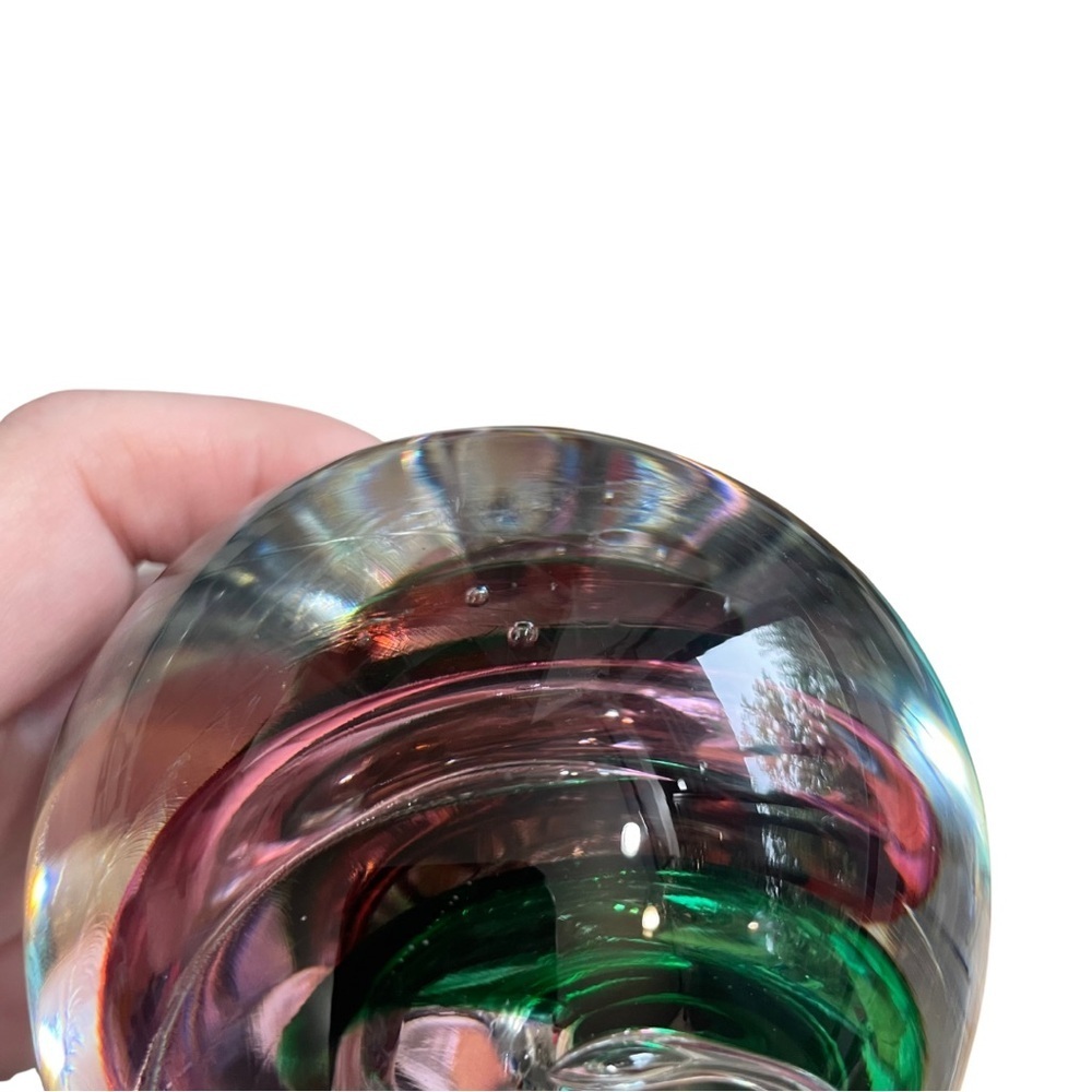 Marian Pyrcak Art Glass Apple – Green & Pink Paperweight Decor - Picture 10 of 11